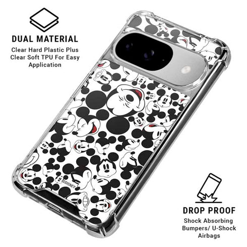 Disney Mickey Mouse Face Pattern Google Pixel 10 Clear Case
